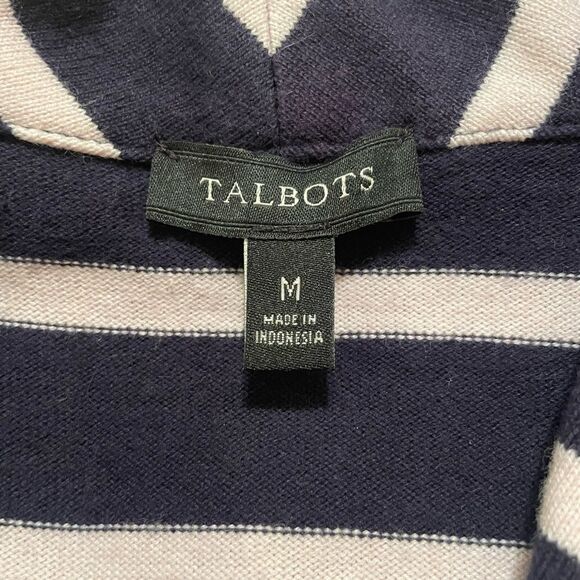 Talbots Navy Blue And Pink Striped Moto Zippered Jacket Womens Size Medium EUC - Picture 10 of 10